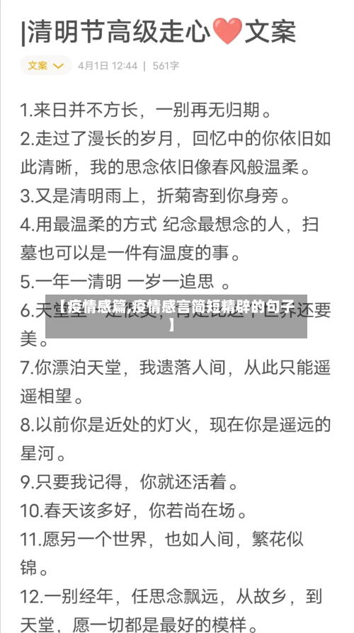 【疫情感篇,疫情感言简短精辟的句子】