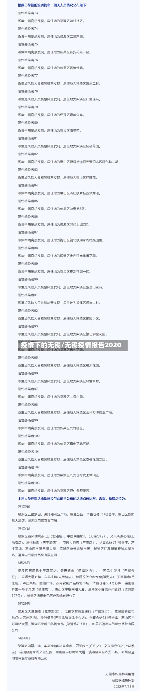 疫情下的无锡/无锡疫情报告2020